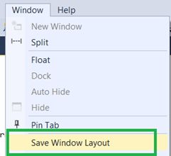Save Window Layout menus option